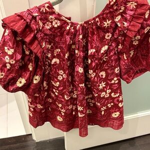 Ulla Johnson Burgundy Floral Blouse